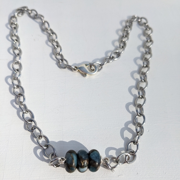 Jasper Stainless Steel Silver Chain Necklace Handmade  Crystals Grounding Unisex - Picture 4 of 13